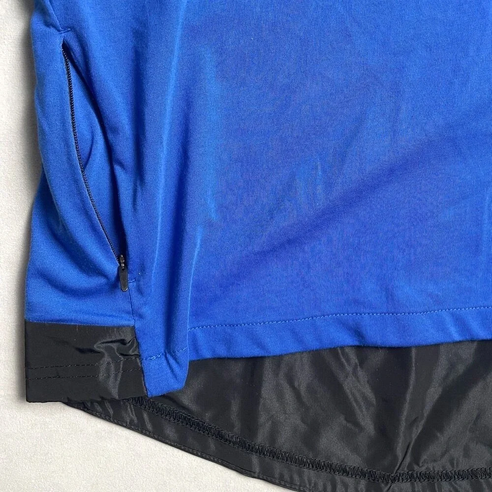 Nike Mens Sportswear Tech Pack Short Sleeve Top Blue Black Zip Pocket Medium